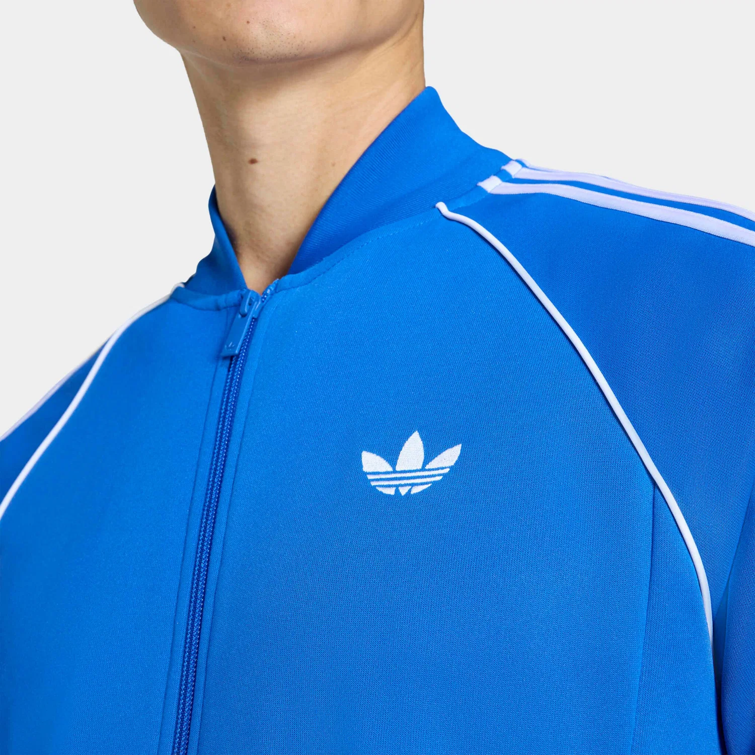 Мужская тренировочная куртка с бомбер-воротником Adidas Originals, Blue/White — фото 4