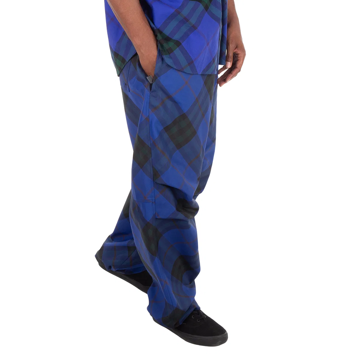 Брюки прямого кроя с принтом Straight Leg Checkered Twill Trousers Burberry, Blue — фото 4