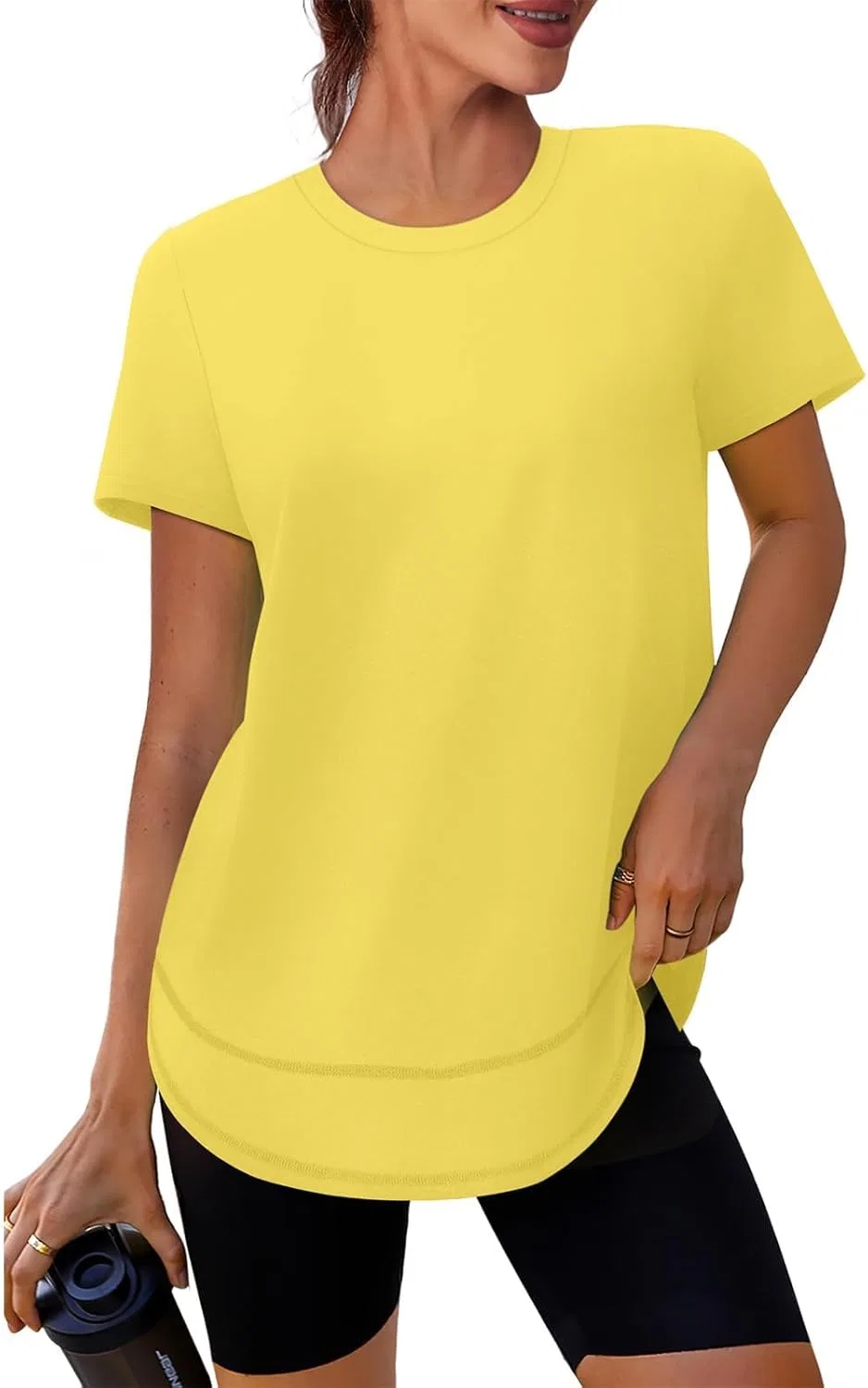 Женская футболка свободного кроя для бега и йоги, Yellow