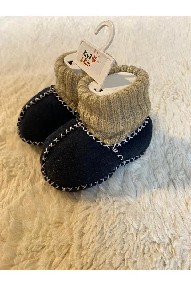 Детские пинетки из натуральной кожи Alya&Alin Baby, Navy Blue — фото 2