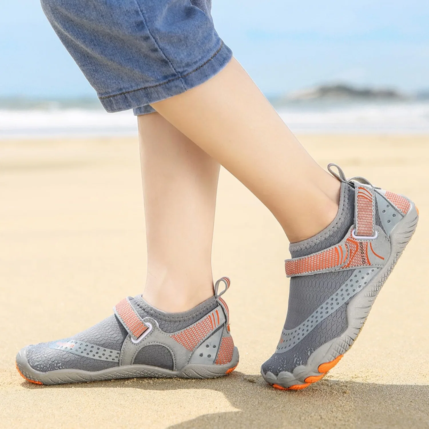 Детские кроссовки для мальчиков с принтом Barefoot Bambino LKRSEEF, Grey — фото 3