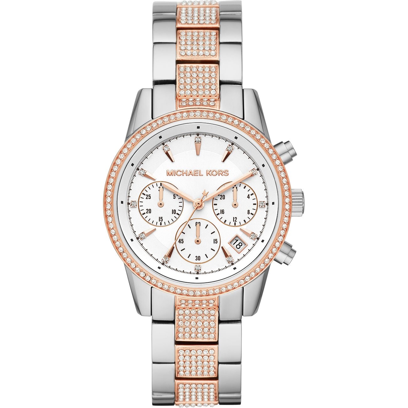 

Часы наручные Michael Kors Ritz Pavé Two-Tone, серебристый/розовый