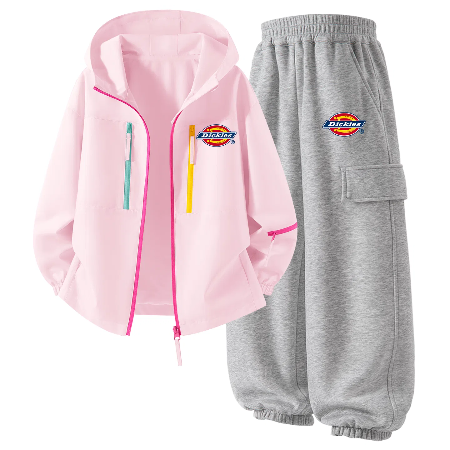Детский комплект из худи и брюк с принтом Sweet Juice Pink/Thick Light Heather Gray Dickies