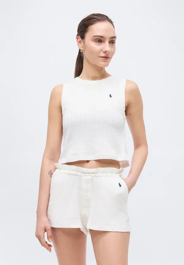 Комплект пижамы хлопковый Tank short - pyjama set Polo Ralph Lauren, Egret, цвет egret