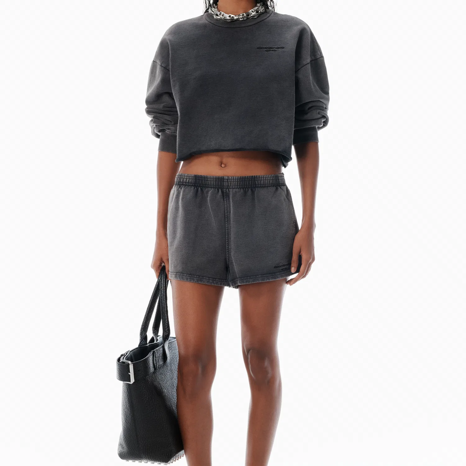 Женские шорты для бега на резинке, Black, Alexander Wang — фото 4