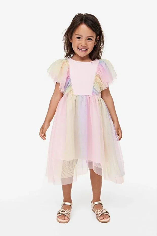 Детское платье для девочек с принтом Pink Hippo Kids, Baby Pink
