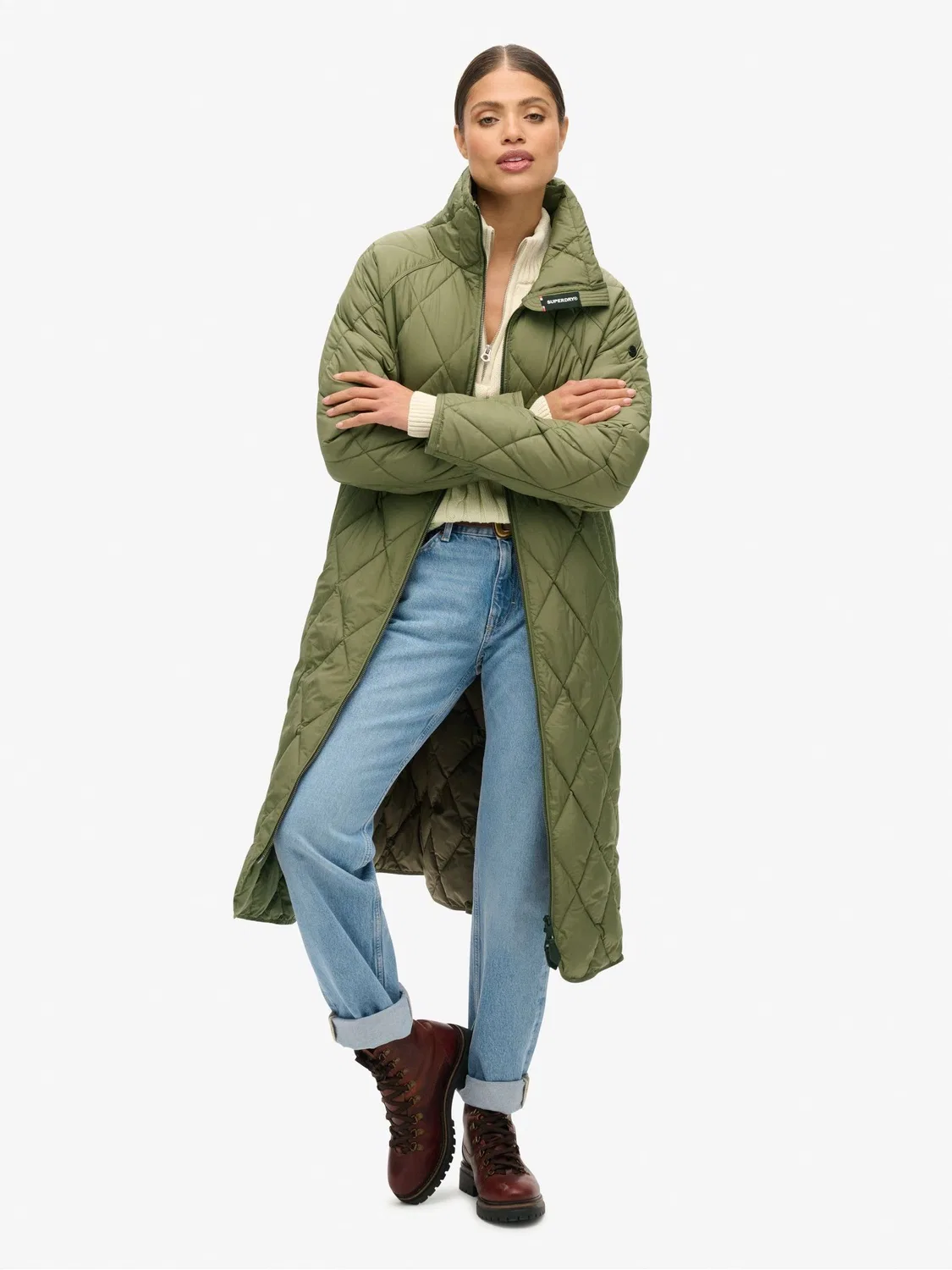 Куртка стеганая утепленная Superlong Quilt Liner Superdry, цвет оливковый