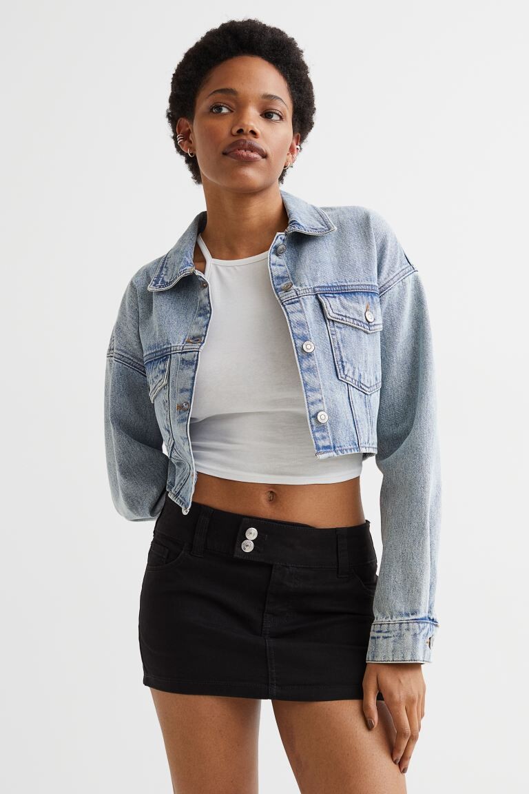 

Короткая юбка из твила H&M, черный