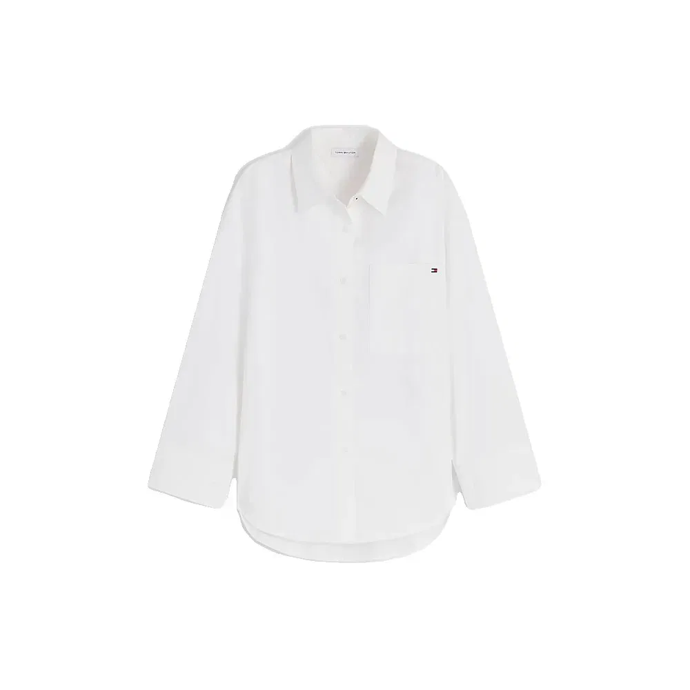 Женская хлопковая рубашка с длинным рукавом Tommy hilfiger, White — фото 3