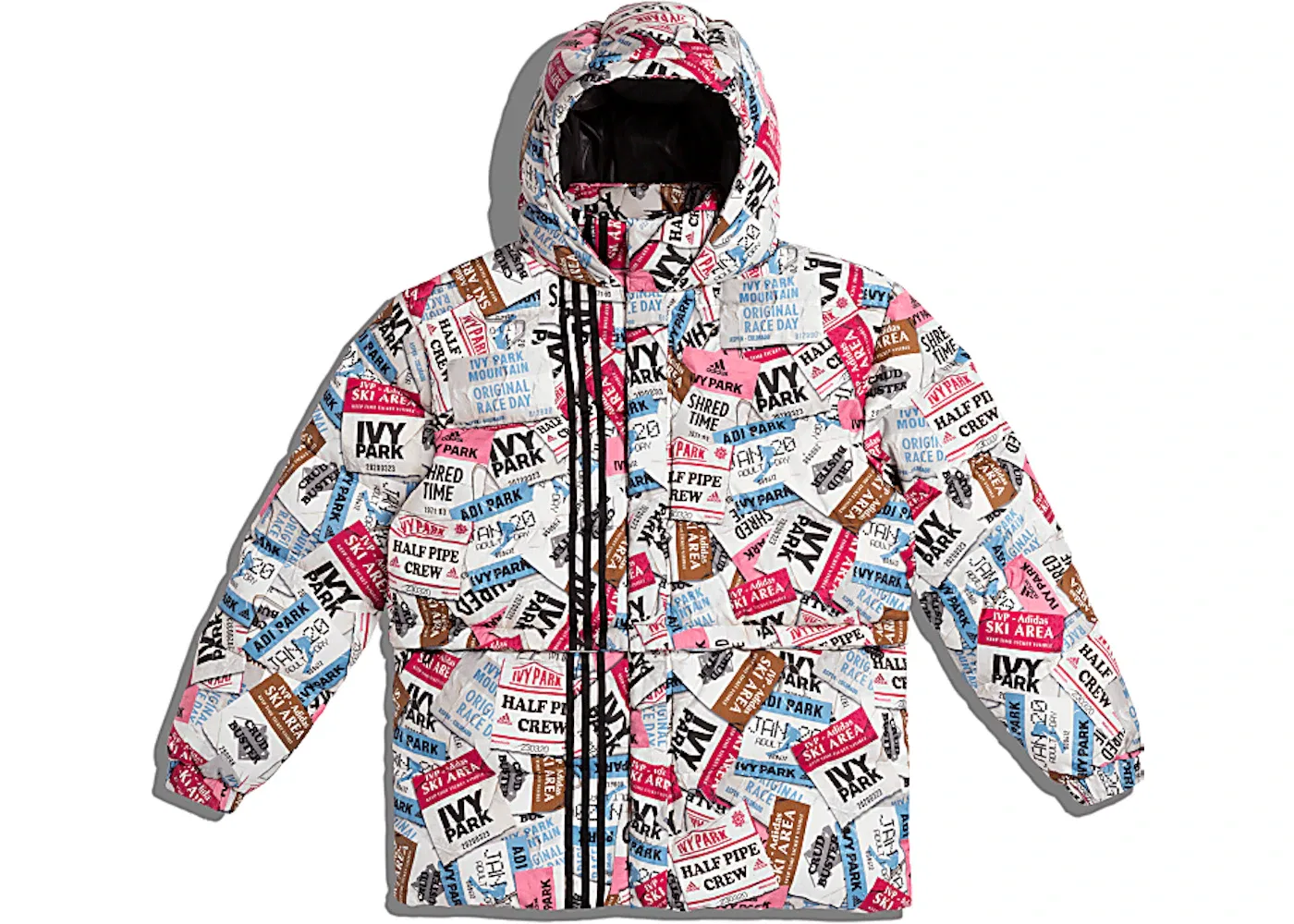 Унисекс пуховик с принтом Adidas Ivy Park Ski Tag Puffer Jacket, Multicolor