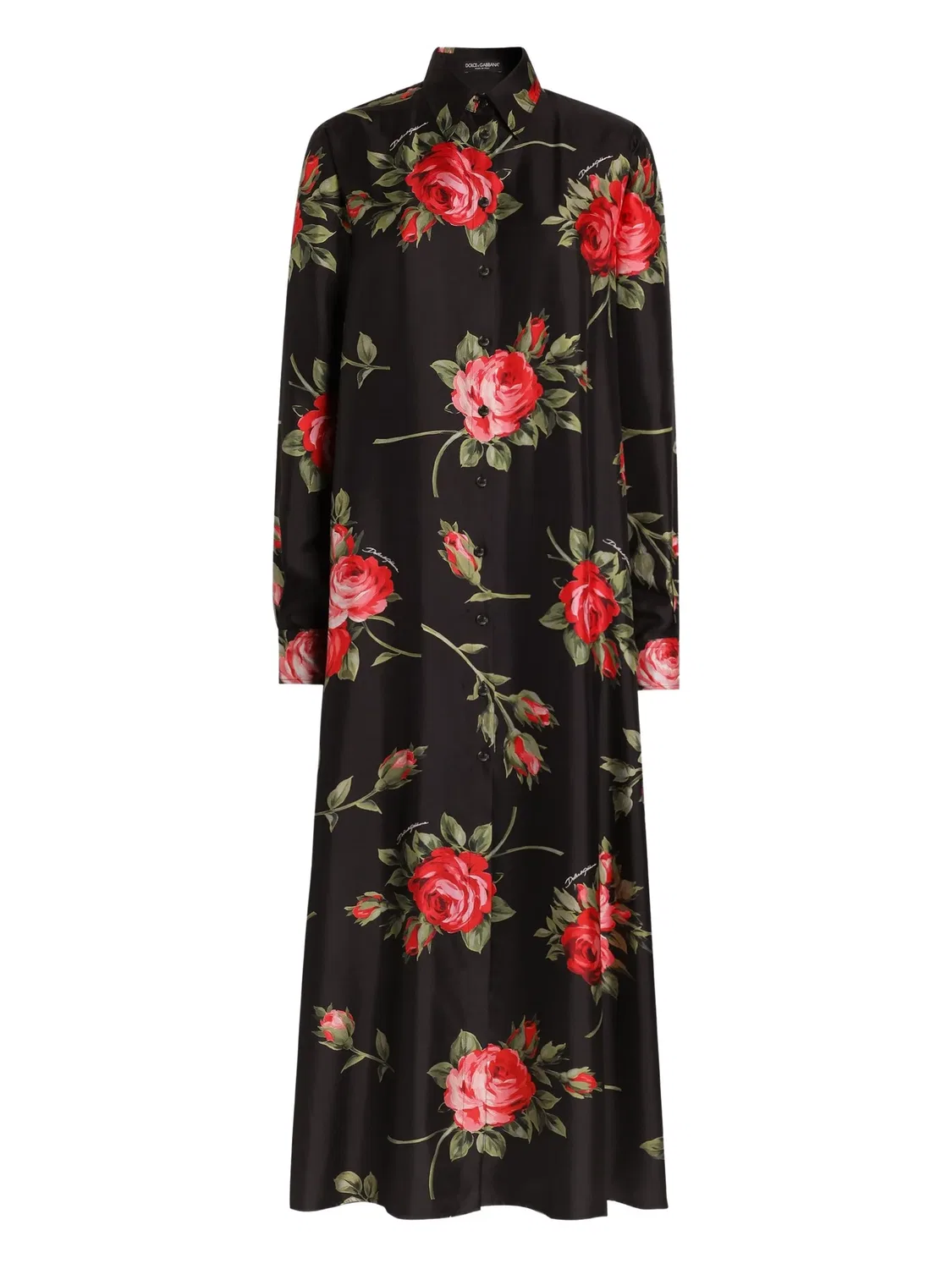 Платье макси из шелка, черное Dolce & Gabbana, черный
