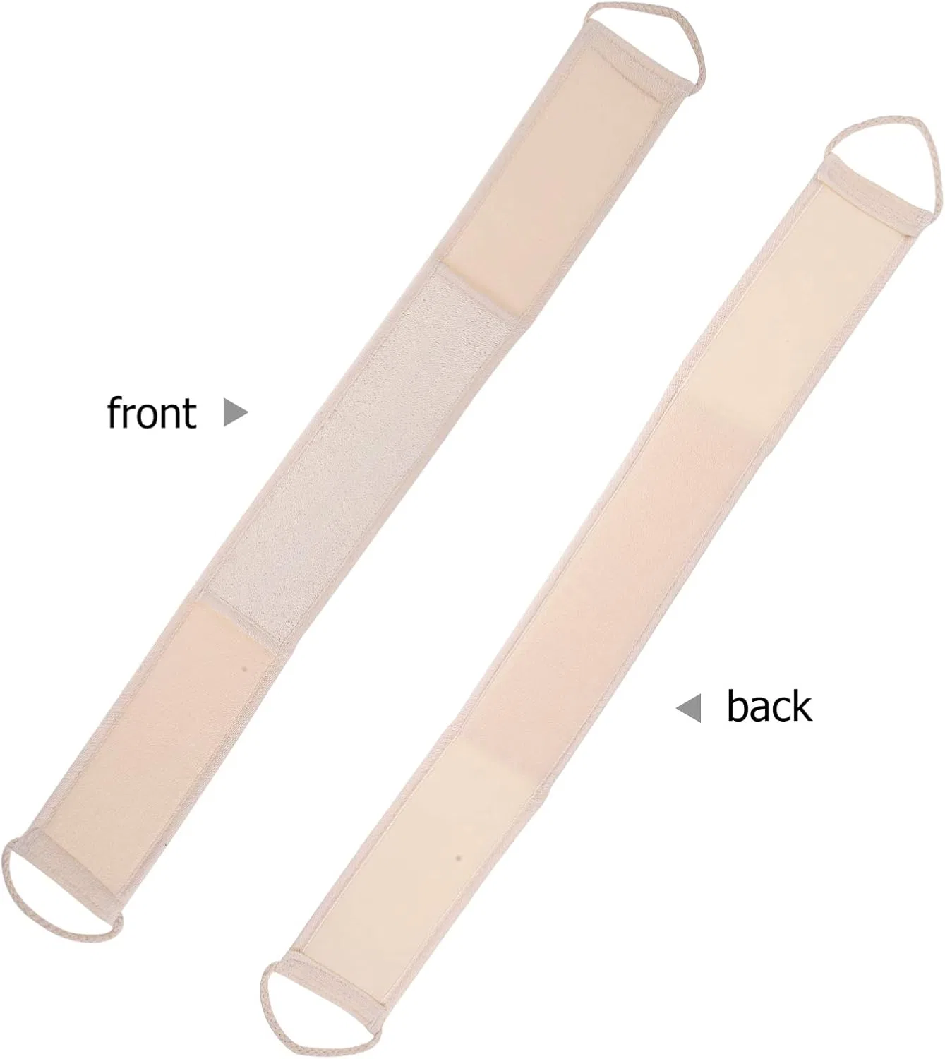 Мочалка для тела из люфы и хлопка, 1 шт, 68x8.5x10.8 см, 60 г, Beige Nulylu — фото 3