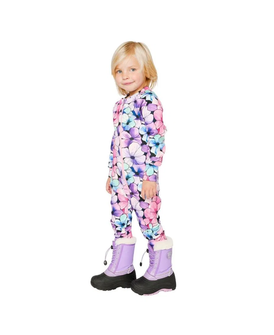 Термобелье комбинезон с цветочным принтом Deux par Deux, Purple Floral Print — фото 3