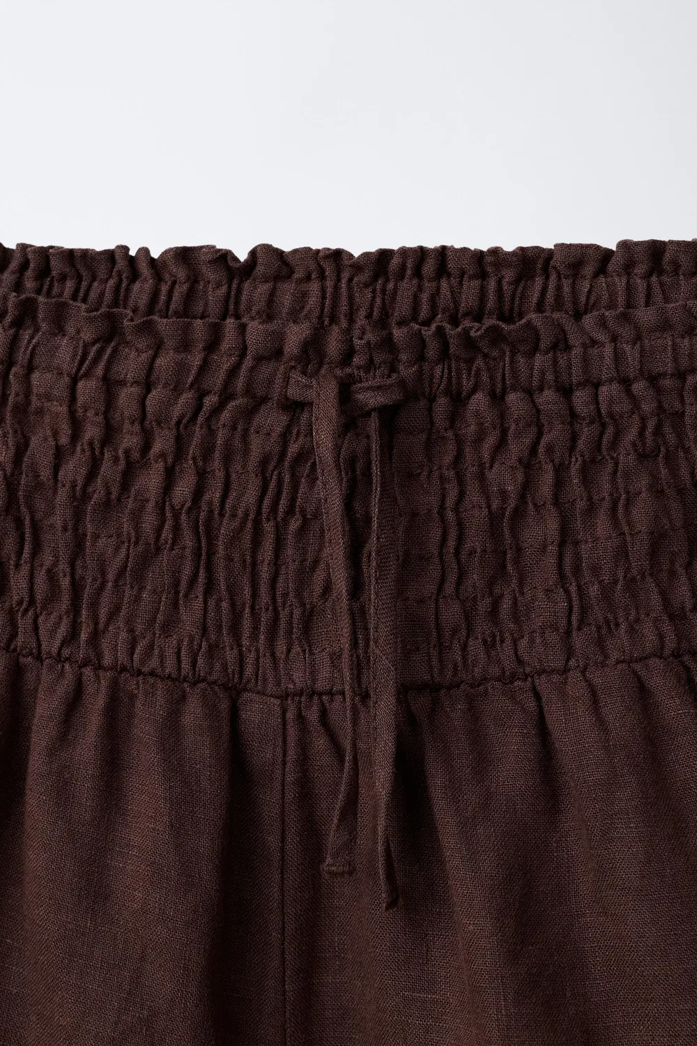 Шорты-бермуды из 100% льна с эластичным поясом ZARA, Brown — фото 3