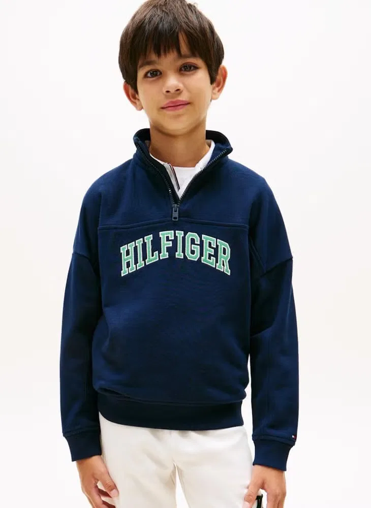Свитшот на молнии с воронкообразным воротом Tommy Hilfiger, темно-синий — фото 3