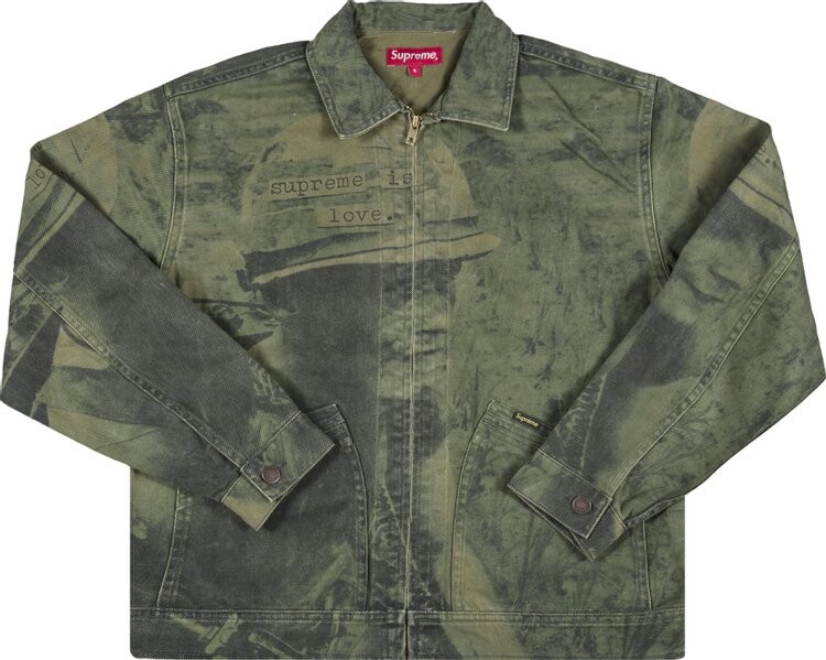 

Куртка Supreme Is Love Denim Work Jacket 'Olive', зеленый