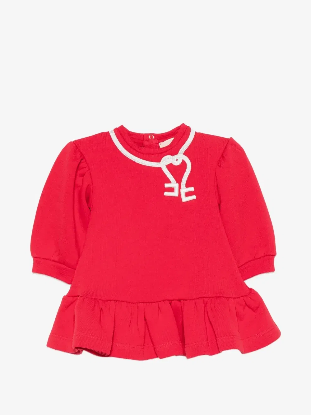 Платье с оборками и вышитым логотипом Elisabetta Franchi Kids, красный