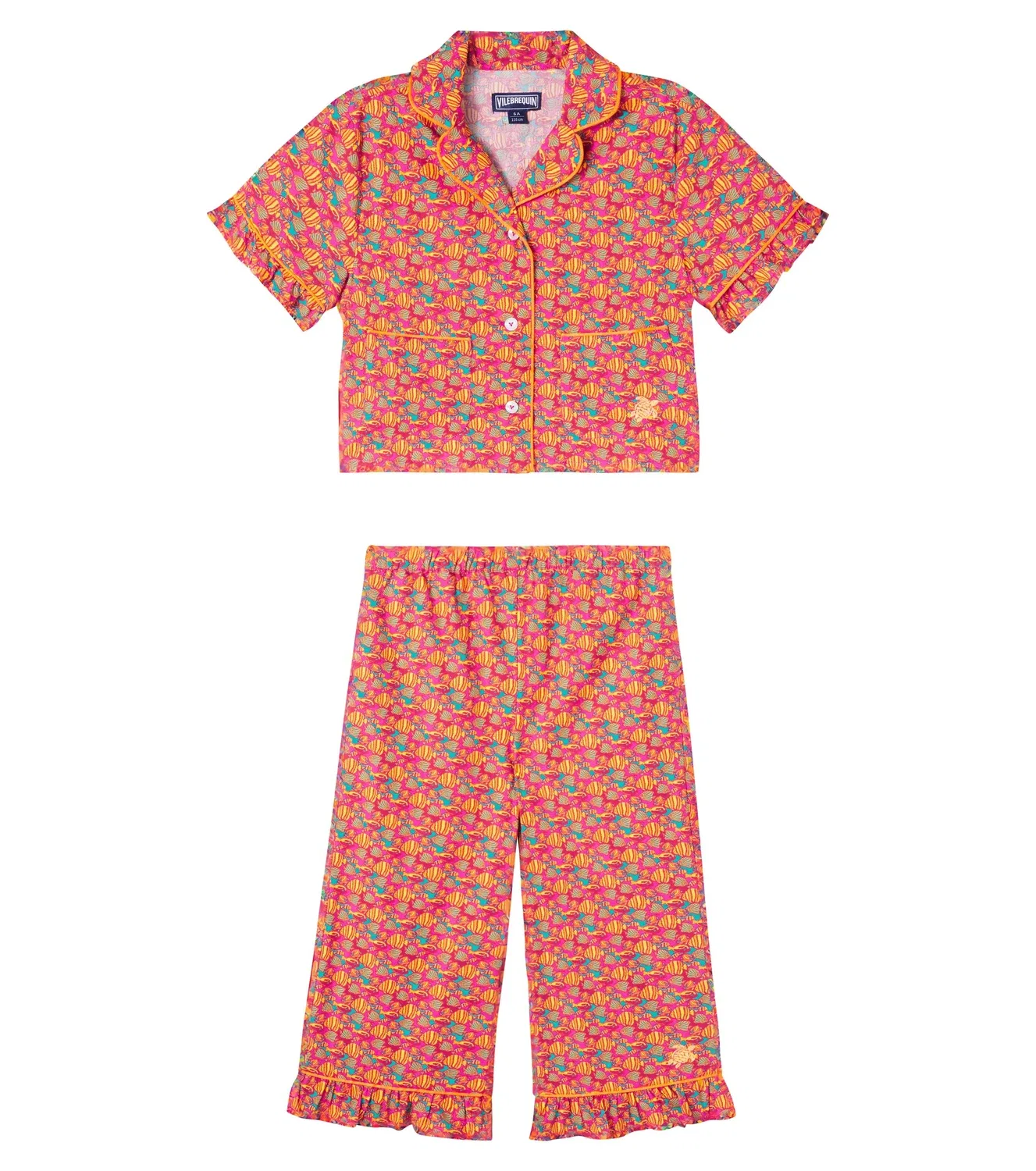 Комплект из рубашки и брюк из набивного хлопка Gyjama Vilebrequin Kids, красный