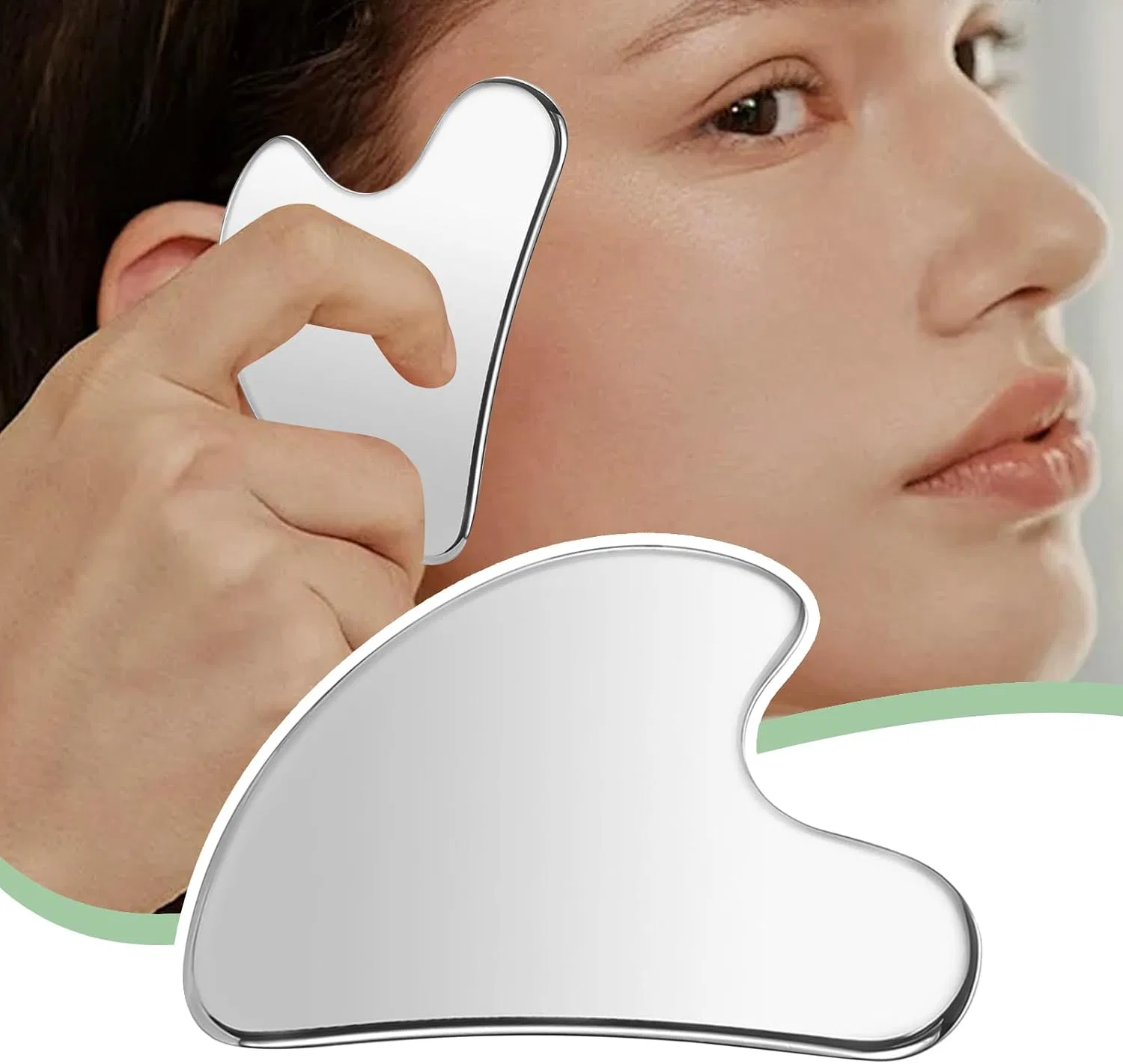 Gua Sha инструмент из нержавеющей стали, для массажа лица и тела Generisch — фото 3