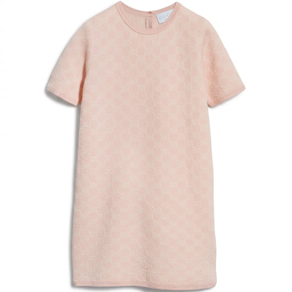 Детское платье для девочек с коротким рукавом, Light Pink, GUCCI