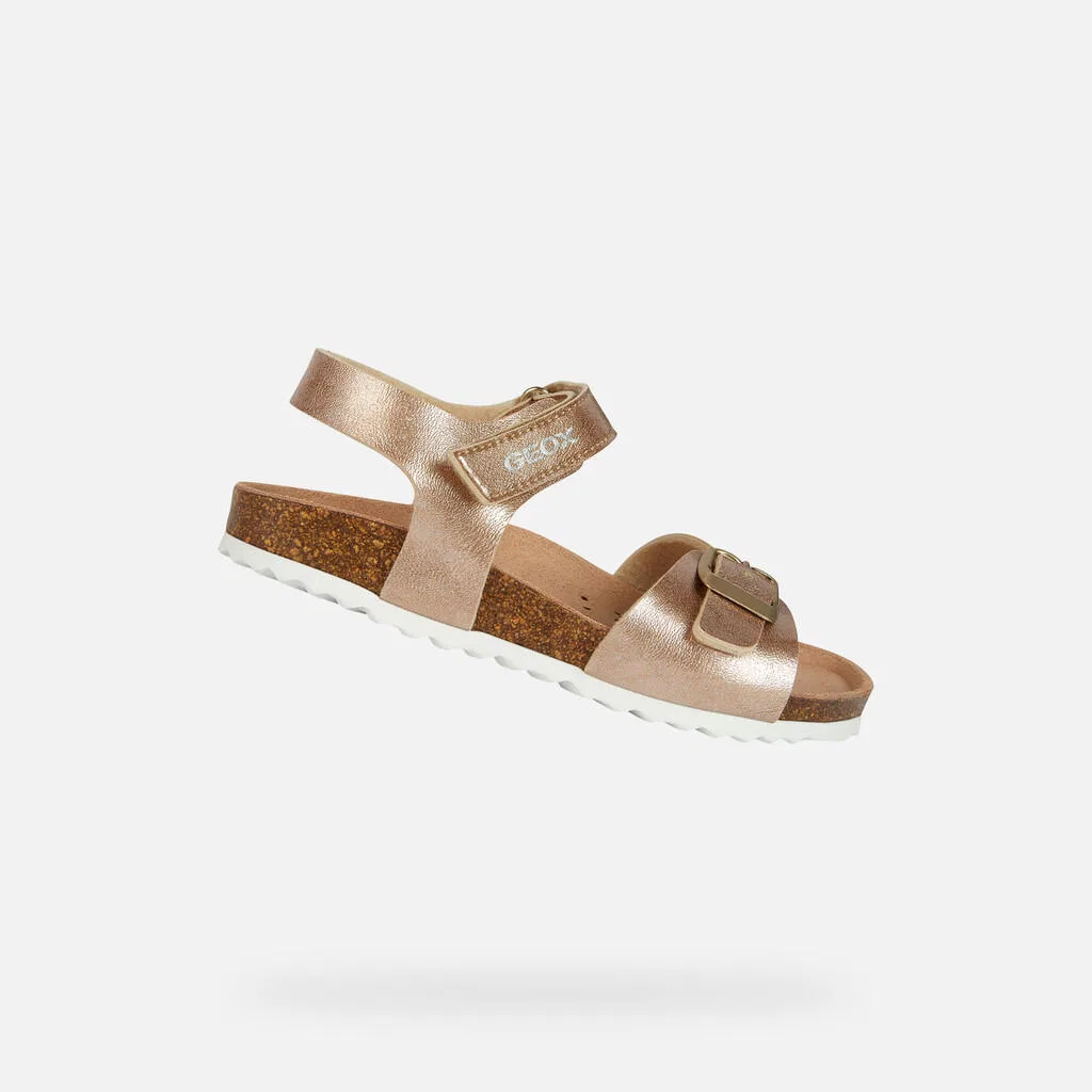 Детские сандалии для девочек J Adriel Girl Geox, Goldrosa Fluoreszierendes Blassrosa Hellrosa