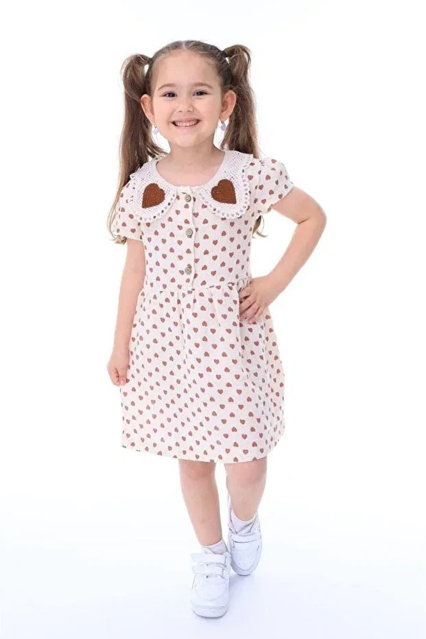 Детское платье для девочек хлопковое Muslin fabric dress Store, Brown