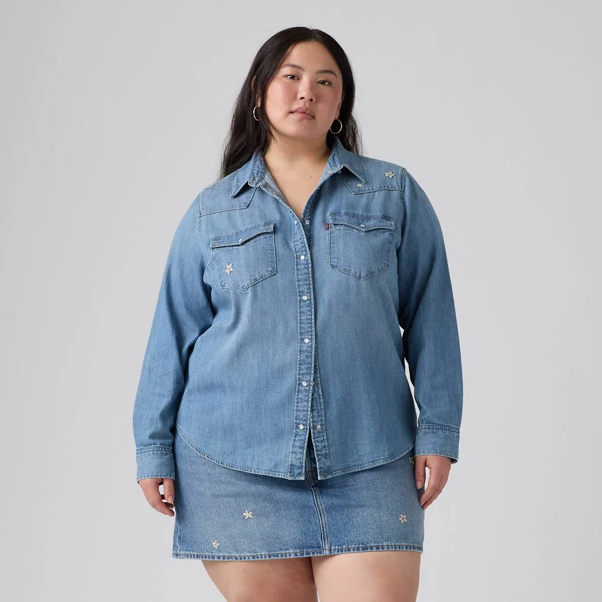 Классическая рубашка в стиле вестерн (большой размер) Levi's, Bee In The Bonnet Western - Medium Wash — фото 3