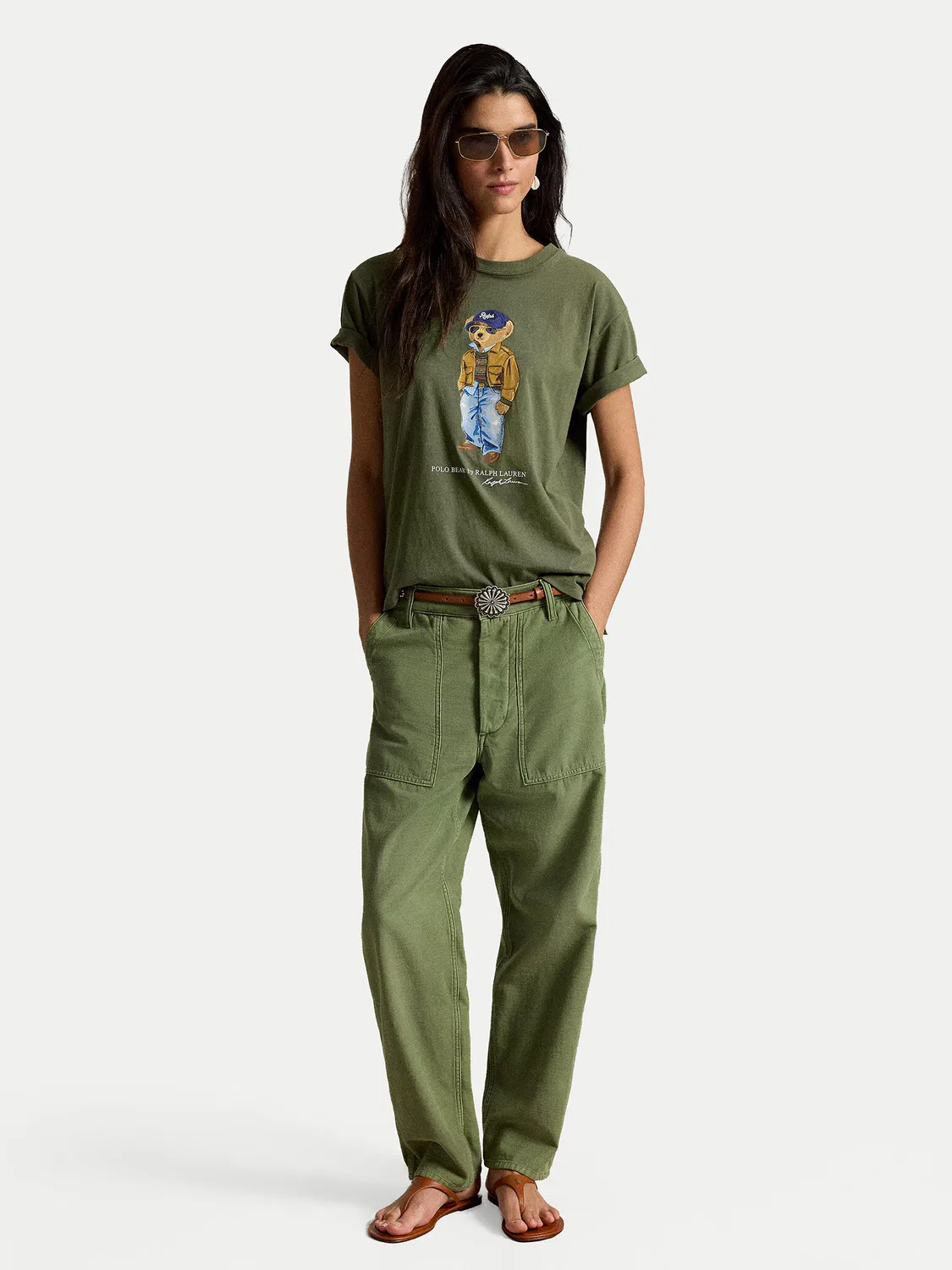 Женская футболка стандартного кроя Polo Ralph Lauren, темно-зеленый — фото 2