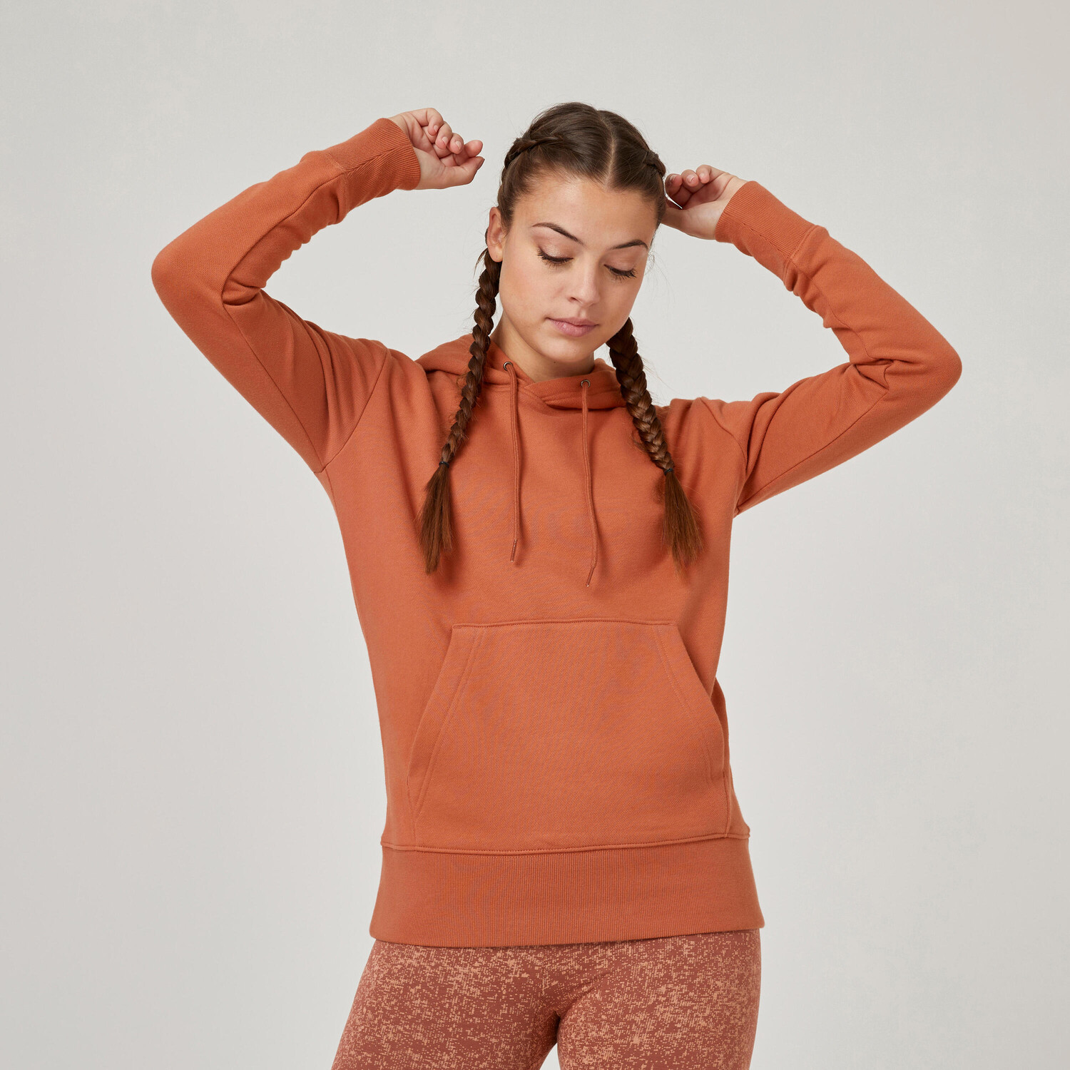

Толстовка женская длинная фитнес - 500 Essentials sepia DOMYOS, сепия