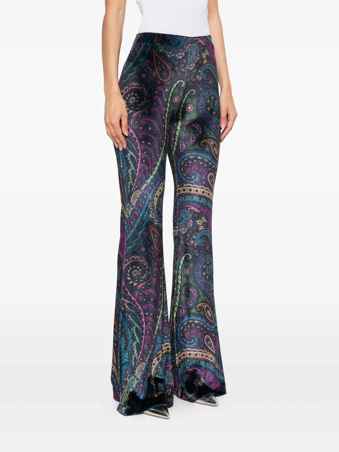 Брюки из бархата с узором "пейсли" ETRO, синий — фото 4