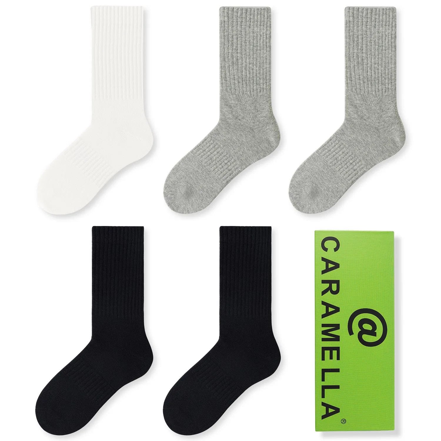 Детские носки до колена с принтом, комплект из 5 пар, Caramella, White/Gray/Black