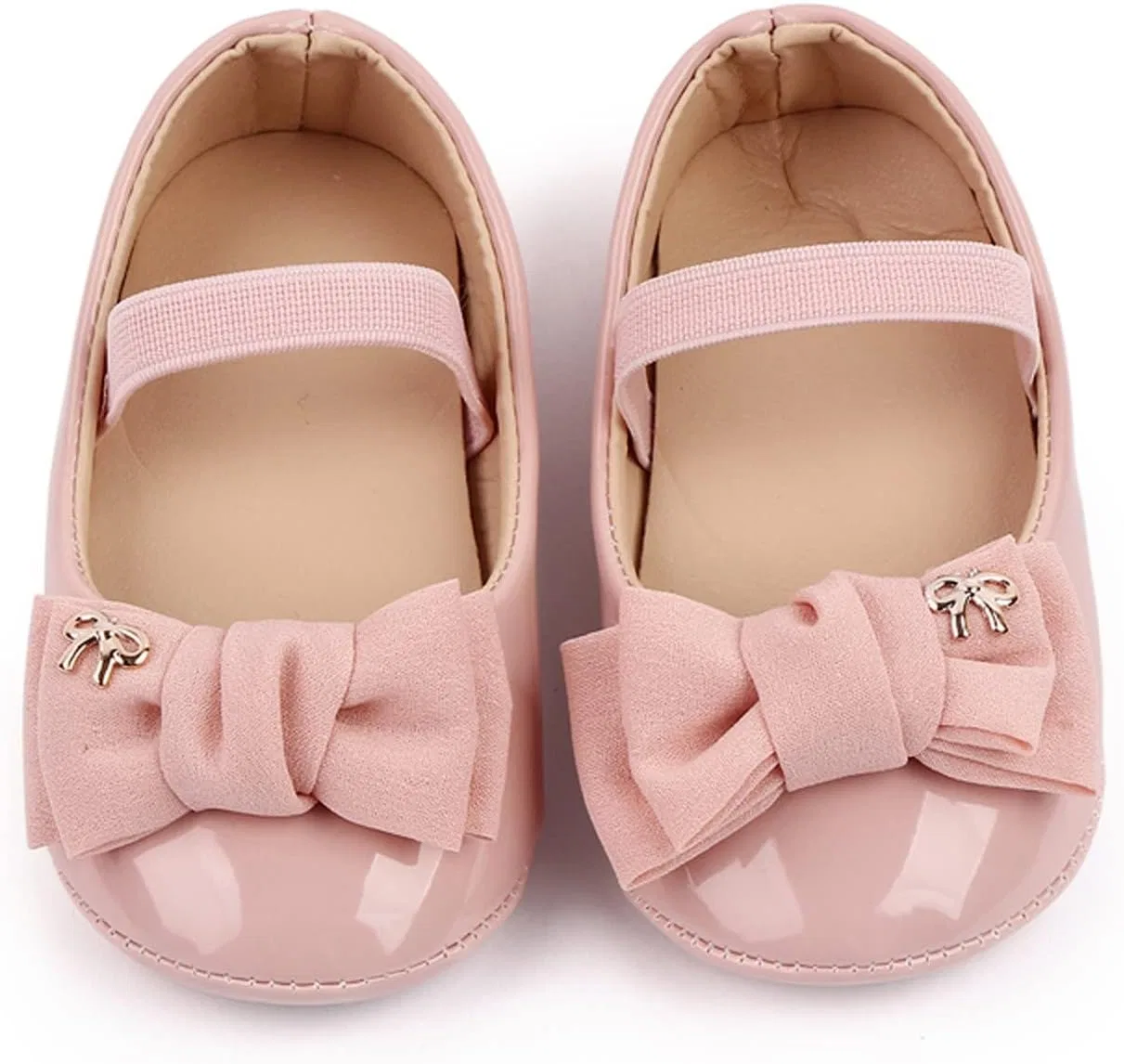Детские туфли для девочек с бантом из экокожи Mary Jane, Pink — фото 2