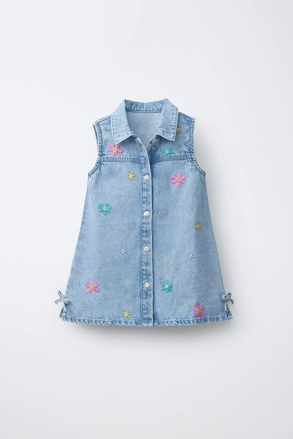 Джинсовое платье с вышитыми цветами ZARA, Blue