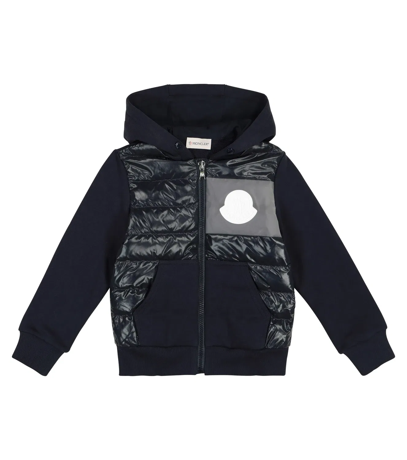 Стеганая пуховая толстовка с капюшоном Moncler Enfant, синий