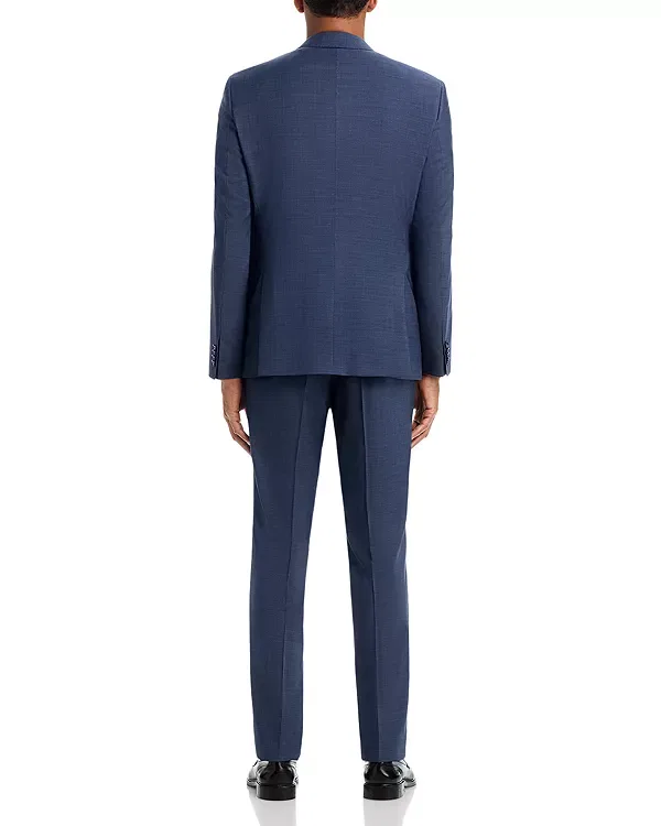 Мужской костюм из шерсти с мелким узором Huge Tic Weave Slim Fit Boss, Open Blue — фото 3