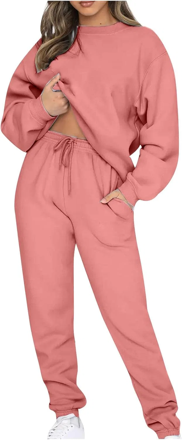 Женский спортивный комплект из свитшота и брюк, свободный крой, A#01 Pink