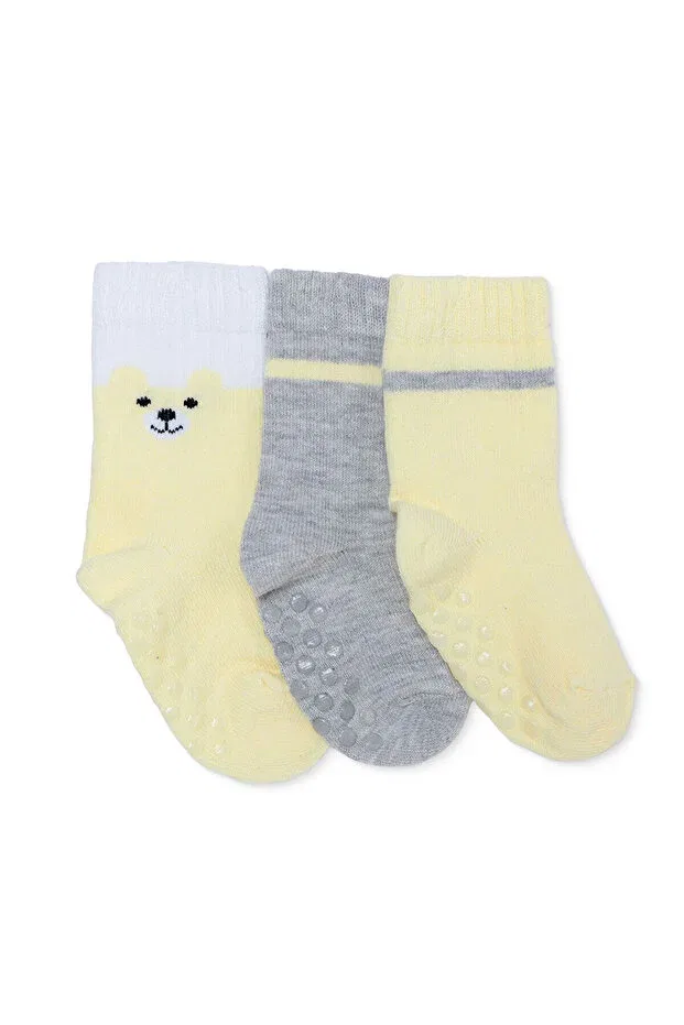 Детские носки для мальчиков с принтом 3-пары Hellobaby Ebebek Hello Baby, Yellow