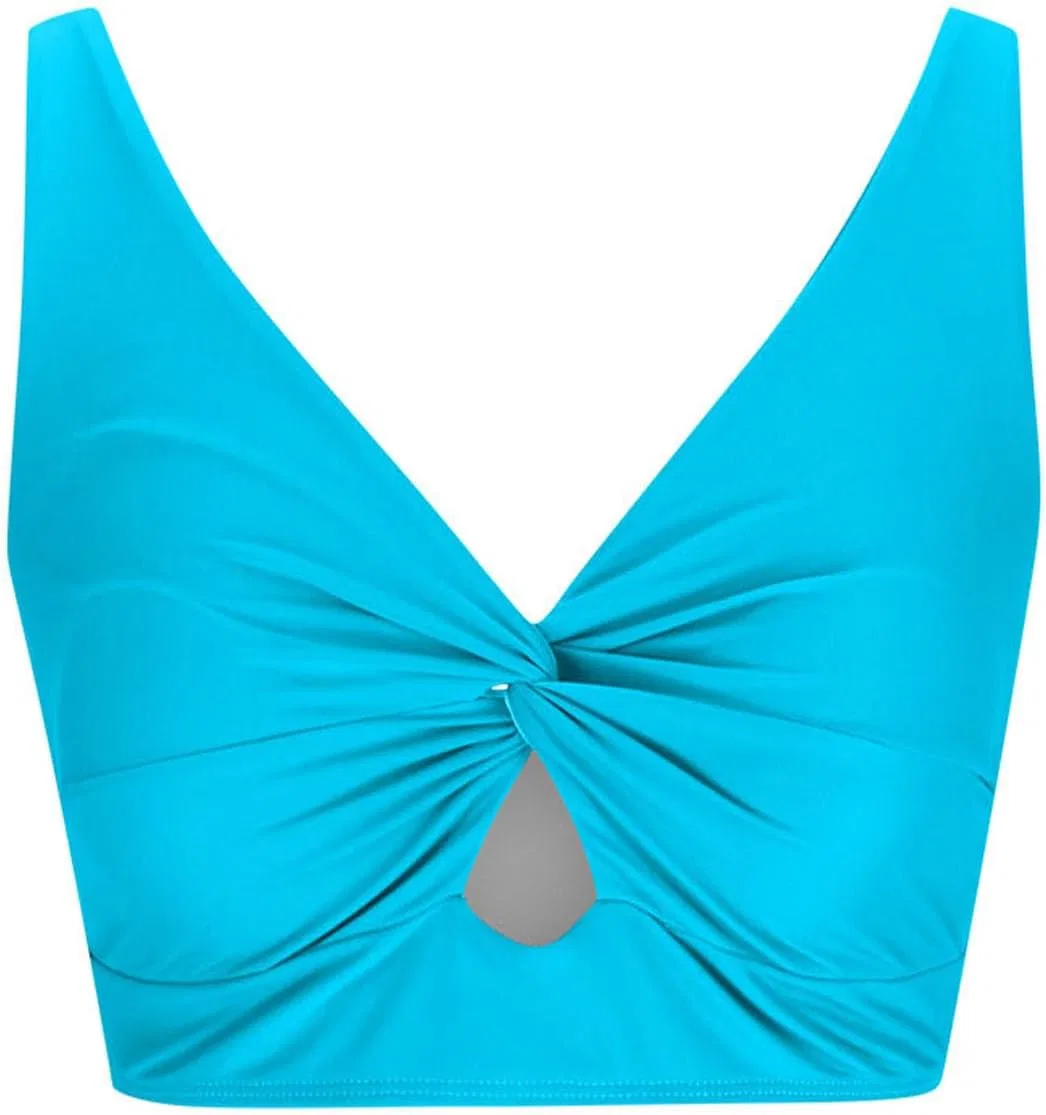 Женский бикини-топ с завязками и вырезами, Sky Blue — фото 4