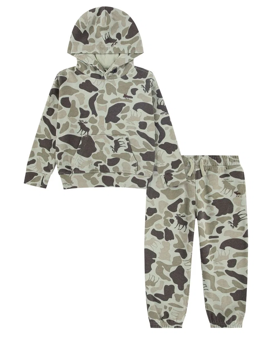 Комплект из худи и брюк для мальчика, с камуфляжным принтом, Moose Camo abercrombie kids