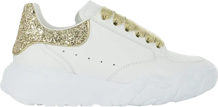 Кроссовки Alexander McQueen Wmns Court Trainer White Gold Glitter, белый