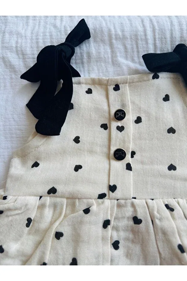 Детское платье для девочек хлопковое Heart Ruffle Muslin Dress Bobby Baby, Ecru — фото 3