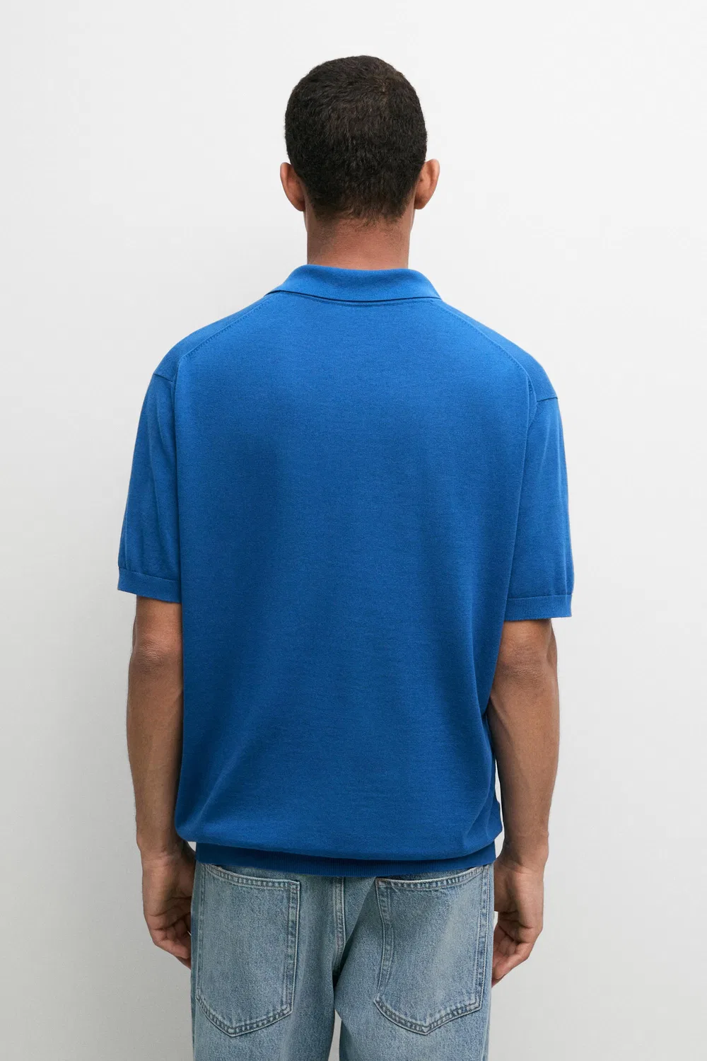 Поло Massimo Dutti 100% Cotton Knit, синий — фото 4
