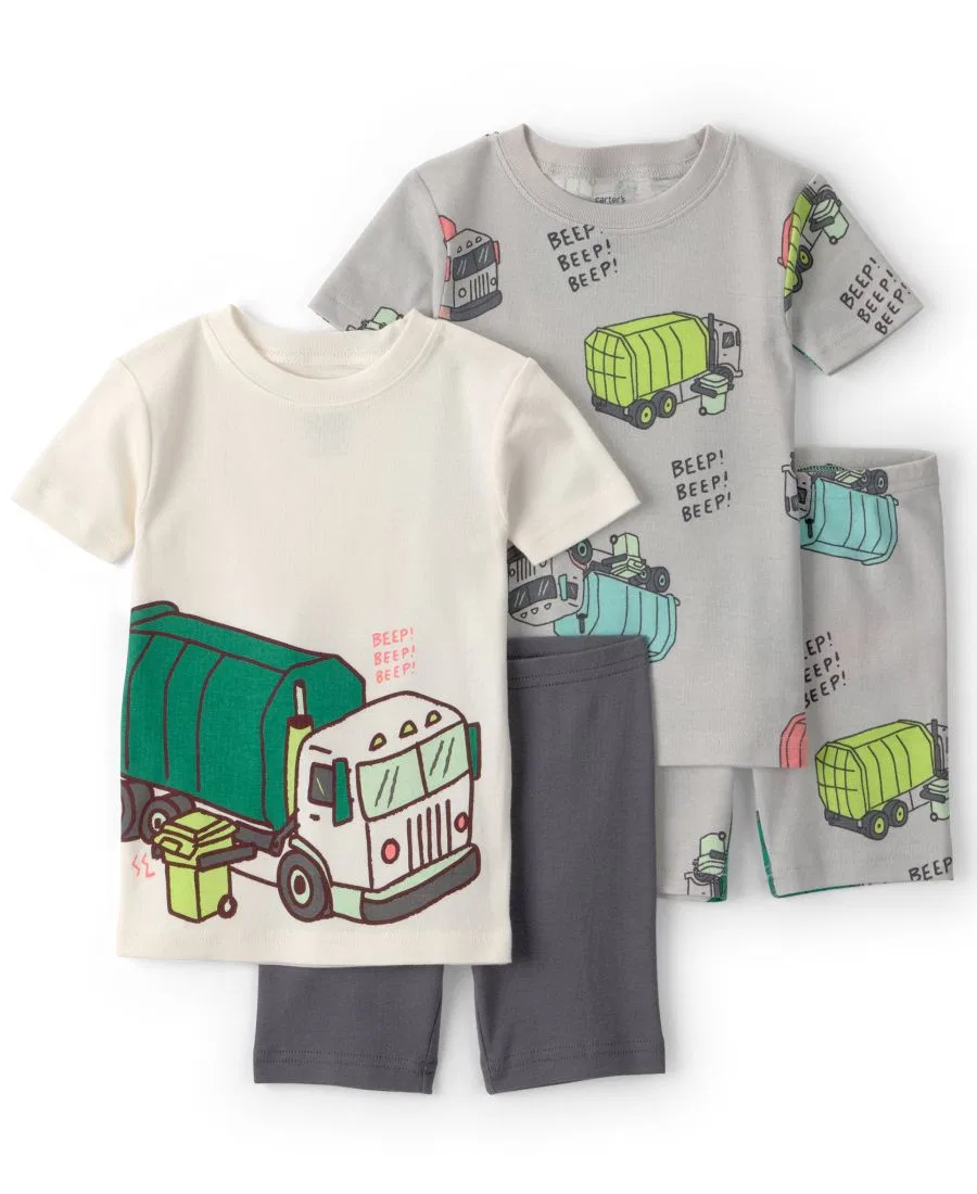 Комплект пижамный из 4 предметов с коротким рукавом и шортами Carter's, Gray/White