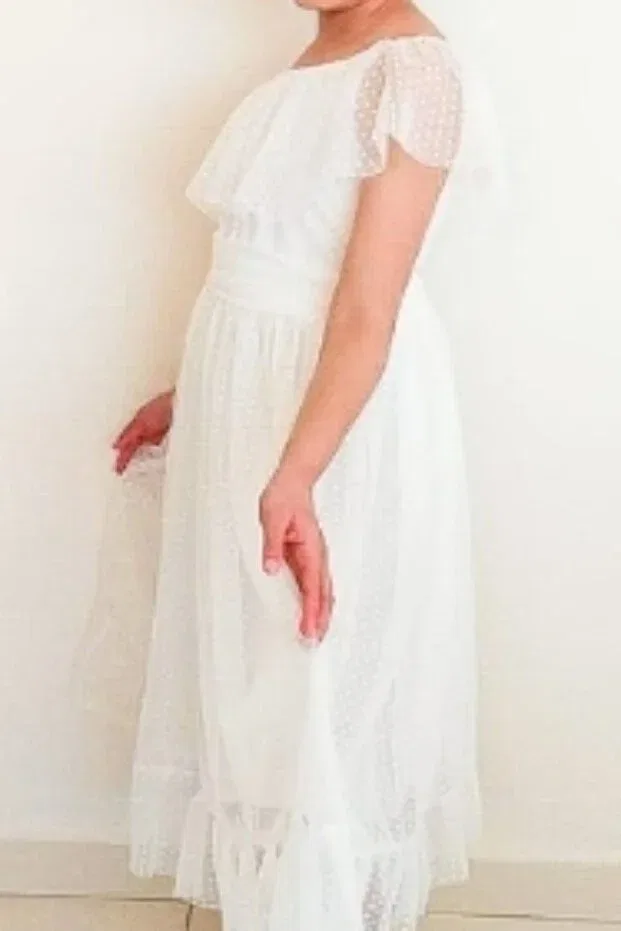 Детское платье для девочек тюлевое Madonna collar Birgül Tekstil, White