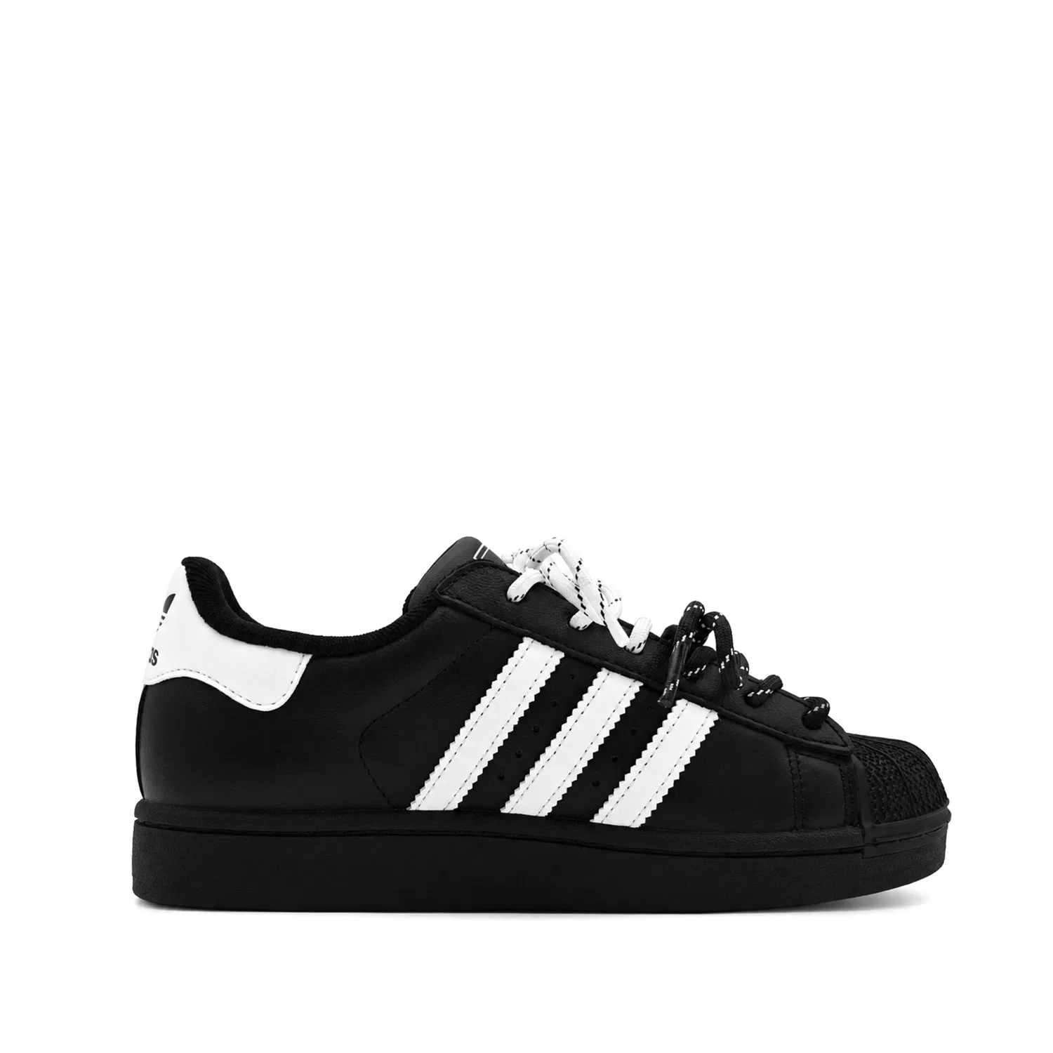 Детские кастомные кроссовки с принтом в горошек Superstar 2 Adidas Originals, Black White Polka Dot — фото 4