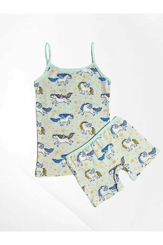 Детский комплект для девочек из хлопка с принтом Elmas Kids, Water Green