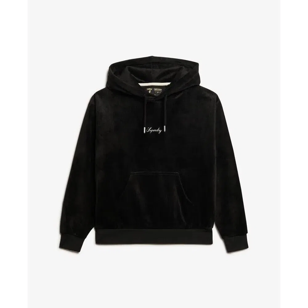 Женское худи из велюра Country Club Superdry, Schwarz