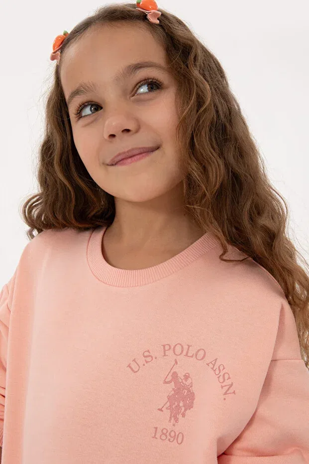 Детский спортивный костюм для девочек хлопковый U.S. Polo Assn., Salmon — фото 3