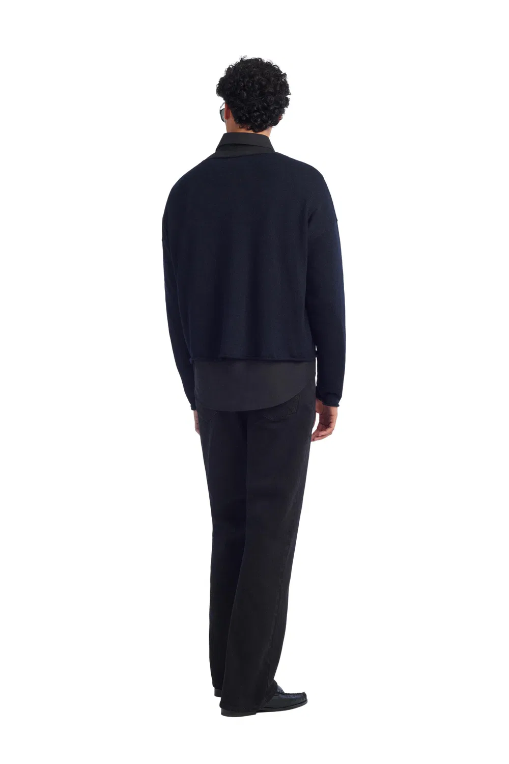 Укороченный свитер из льна и шерсти ZARA, Navy Blue — фото 2