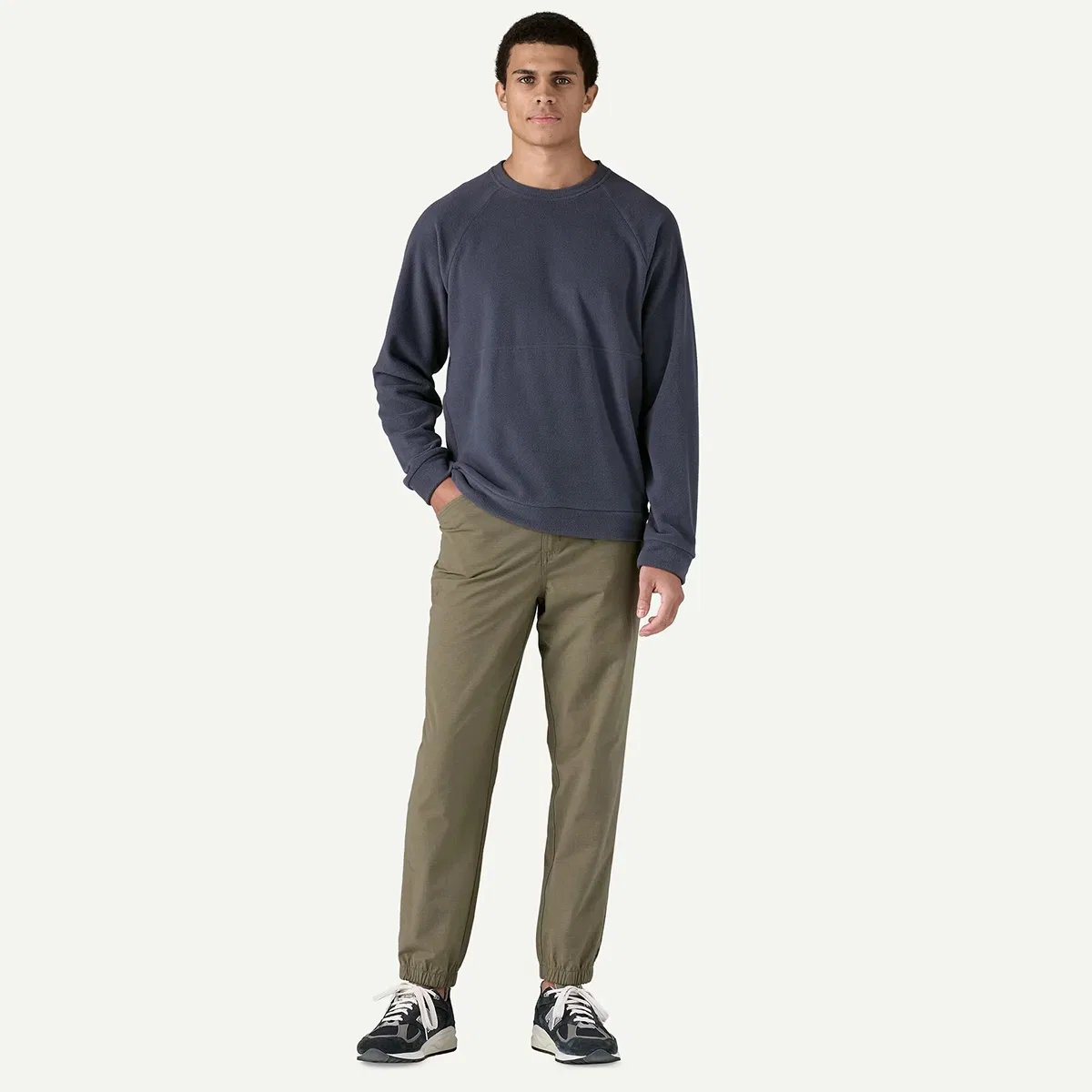 Мужская флисовая кофта с длинным рукавом Micro d crewneck Patagonia, Smolder Blue — фото 3